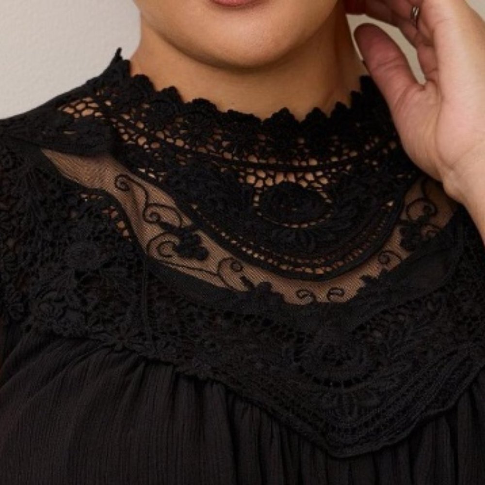 NWT Torrid Crinkle Gauze Crochet Dress - Picture 3 of 3